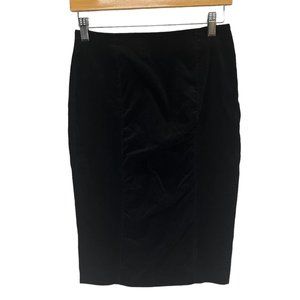 JODI Pencil Skirt Womens Solid Black Velvet Knee Length Stretch Size 2